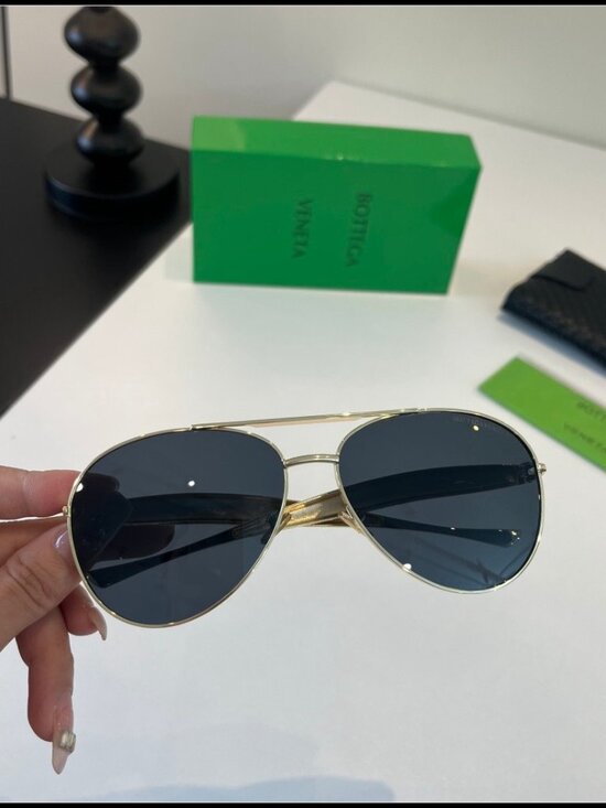 Bottega Veneta Gold Classic Aviator Sunglasses